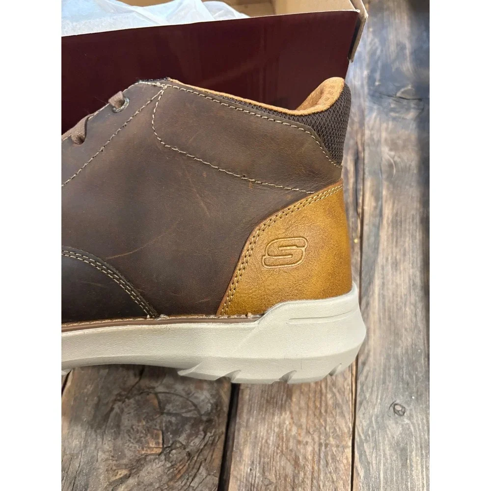 Skechers Mens Doveno Molens Dark Brown Leather Boots 66237/CDB Size 12‎ NEW